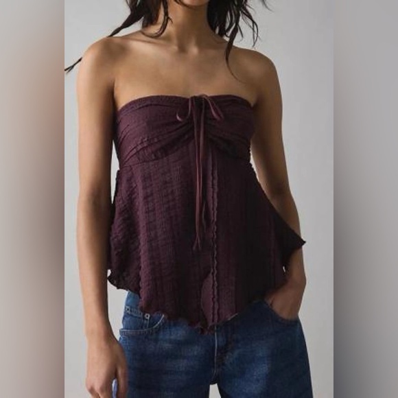 Urban Outfitters Tops - Urban Outfitters Dark Purple Eloise Convertible Tie Split-Front Tube Top Medium